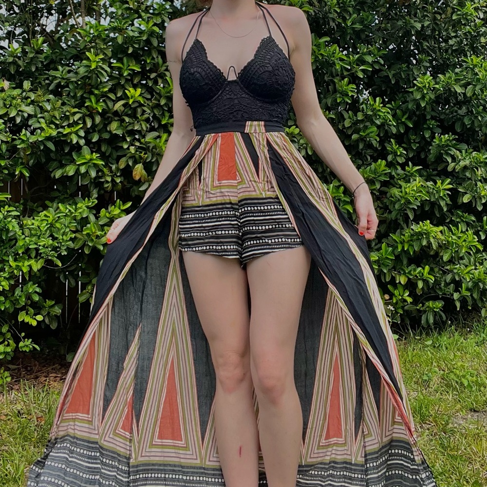 EUC Romper with Maxi Skirt Attached